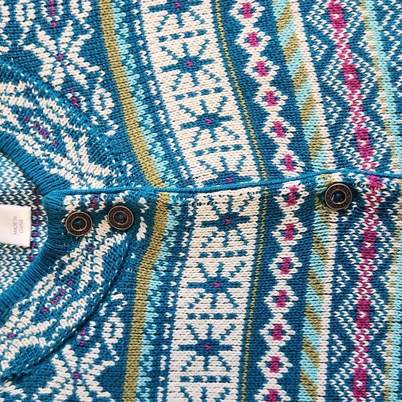 CJ BANKS fair aisle  cotton knit button down sweater. Size X. - Picture 4 of 7